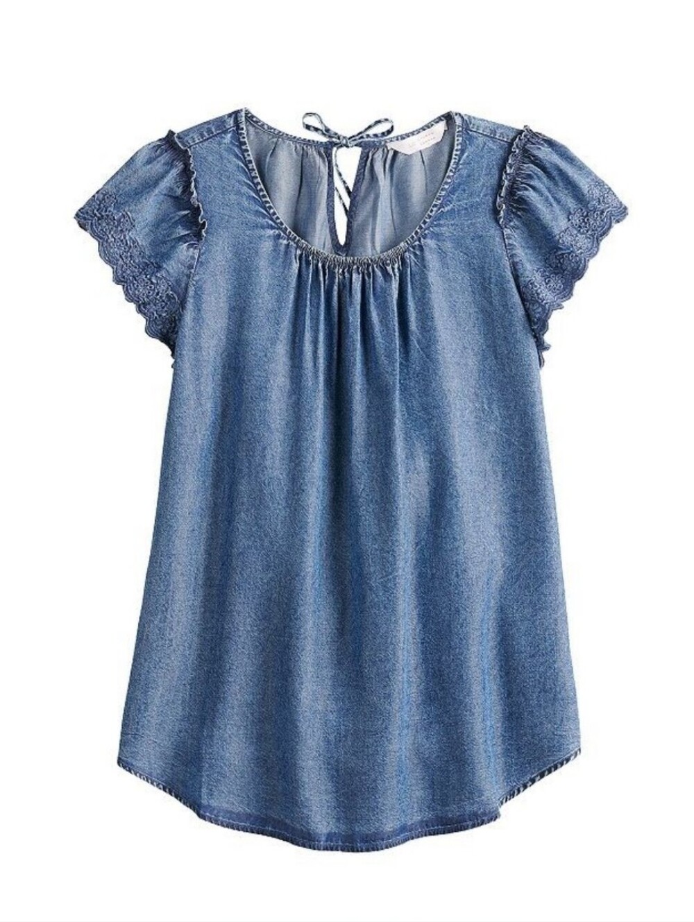 LC Lauren Conrad Light Blue Denim-Look Top / Size S